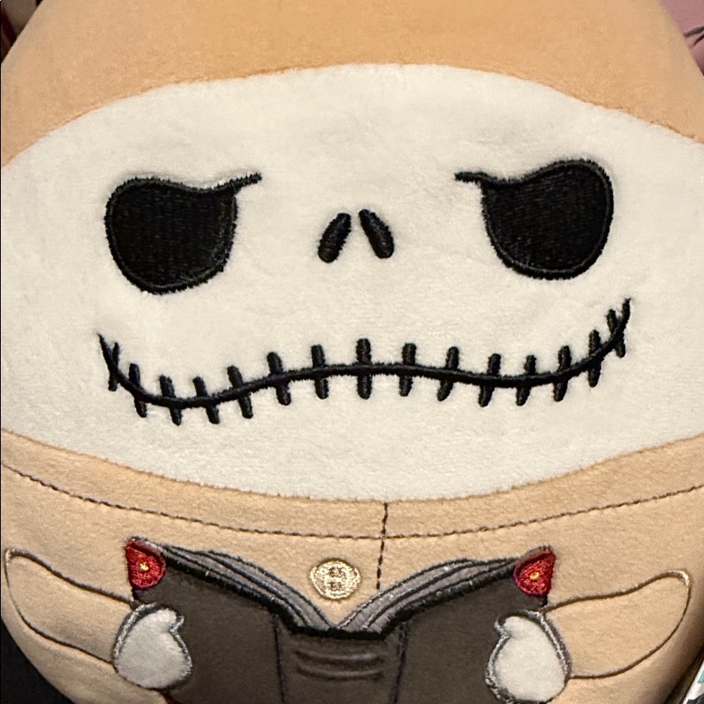 Squishmallows Tan and White Jack SKELLINGTON with a book! 8” - Picture 3 of 8